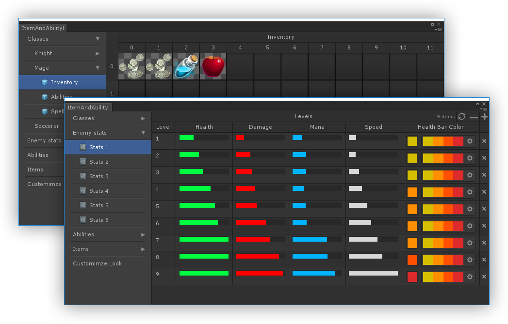 Custom editor. Odin Inspector. Odin Unity. Item stats. Odin Inspector draw property function.